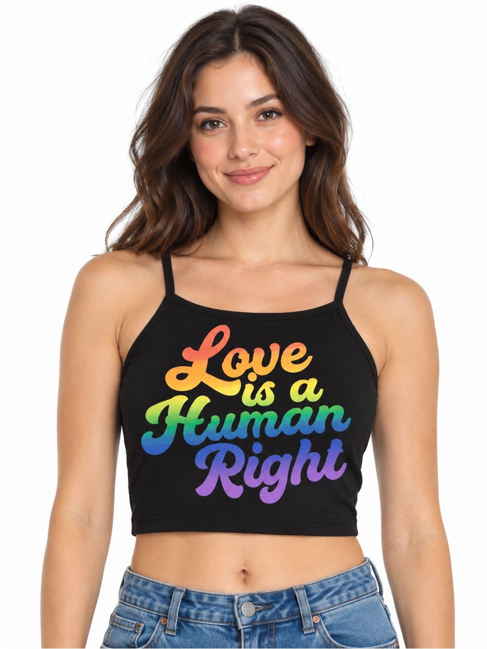 Spencer’s “Love Is a Human Right” Pride Crop Top — Size Large